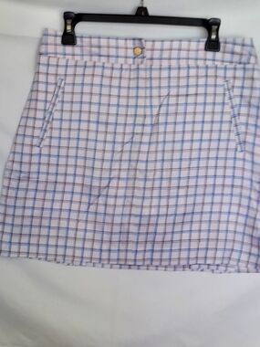 Light Blue and White Plaid Mini Skirt